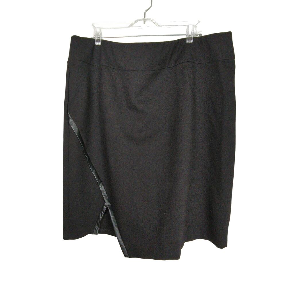 Susan Graver Skirt Womens 2X Black Knit Elastic Waist Faux‎ Wrap Career